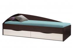 Кровать одинарная "Фея - 3" (асимметричная) (2000х900) New (венге / вудлайн кремовый / ДВПО белый)