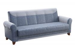 3-х местный диван - кровать Элегант (замша баффало серо-синяя/шанель сирень)