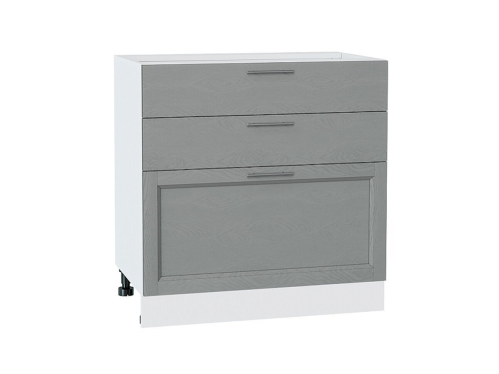 Шкаф нижний с 3-мя ящиками Сканди (816х800х480) Белый/grey softwood