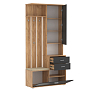 Шкаф для прихожей 65.08 Антре с зеркалом дуб золотой/диамант серый/ДВПО белый/ткань велюр forward 910 крем