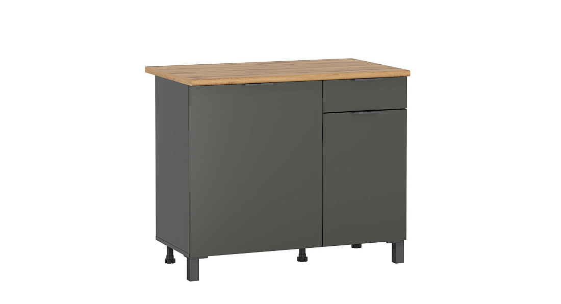 Шкаф Венера (1000) ЛДСП диамант серый/фасад ЛДСП диамант серый/столешница дуб вотан/ДВПО белый