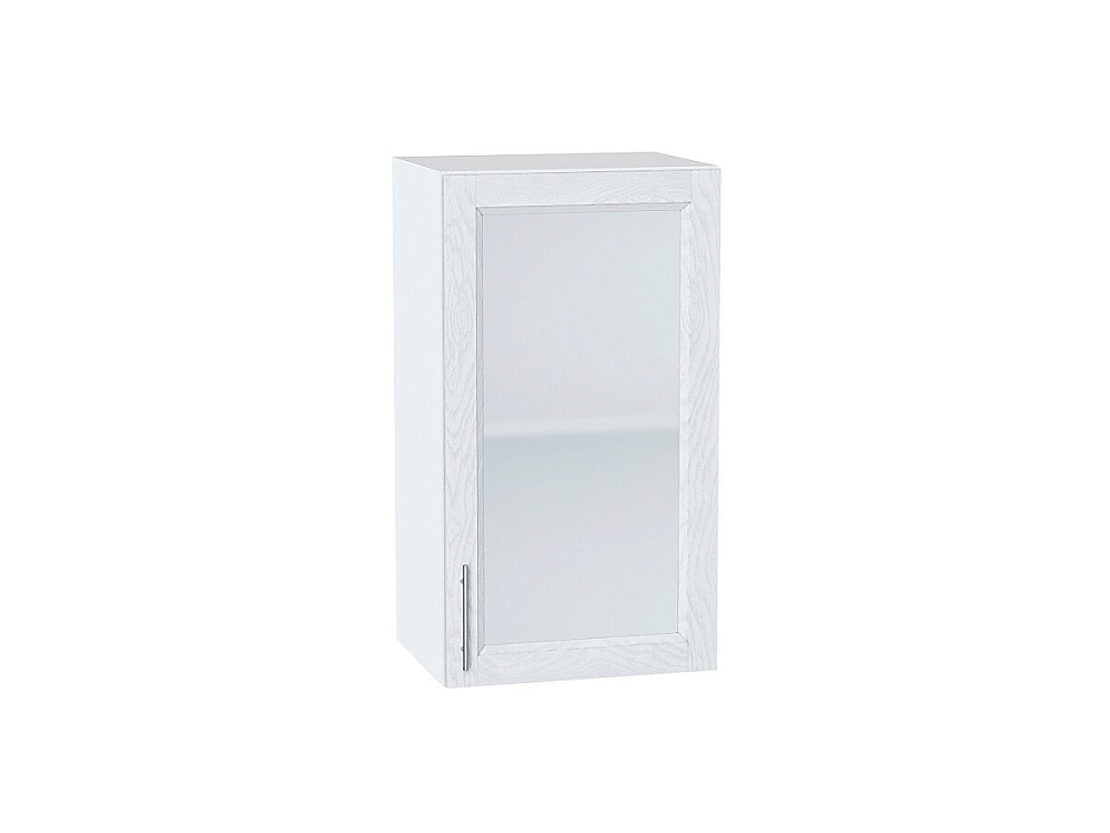 Шкаф верхний с 1-ой остекленной дверцей Сканди (716х400х320) Белый/white softwood