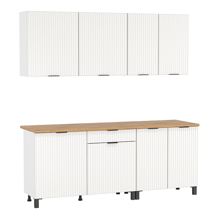 Кухня Венера (2000) МДФ белый/фасад МДФ ПВХ белый фрезерованный/столешница дуб вотан/ДВПО белый