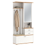 Шкаф для прихожей 65.08 Антре с зеркалом белый/дуб золотой/ДВПО белый/ткань велюр forward 910 крем
