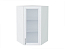 Шкаф верхний угловой остекленный Сканди (920х600х600) Белый/White Softwood