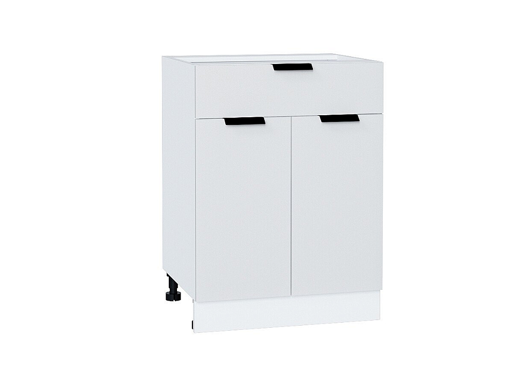Шкаф нижний с 2-мя дверцами и ящиком Евро (816х600х478) Белый/Белый