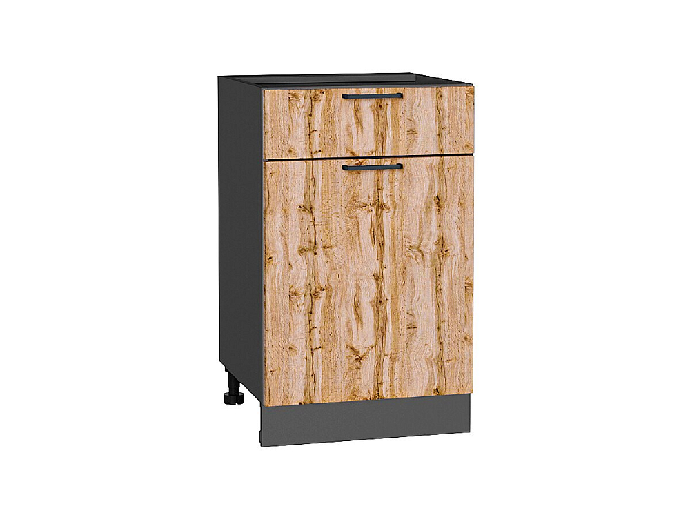 Шкаф нижний с 1-ой дверцей и ящиком Флэт (816х500х478) graphite/wotan oak 2s