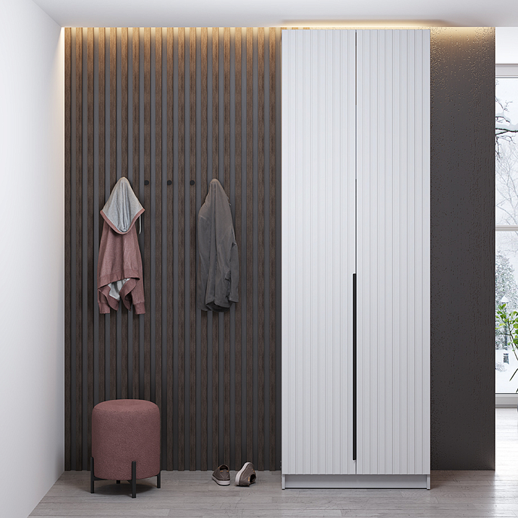 Прихожая Брандо (h2400) белый/ДВПО белый/фасад МДФ ПВХ белый матовый