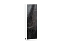 Шкаф пенал с 2-мя дверцами Валерия-М 600 (для верхних шкафов высотой 720) (2132х600х574) Белый/Черный металлик дождь