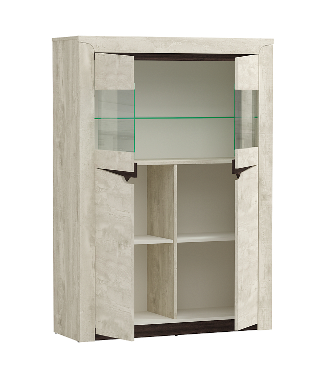 Шкаф комбинированный 33.15 Лючия бетон пайн белый/венге/белый/стекло