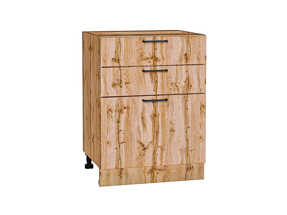 Шкаф нижний с 3-мя ящиками Флэт (816х600х478) Дуб Вотан/wotan oak 2s