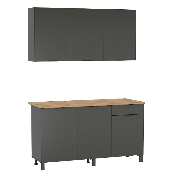 Шкаф навесной Венера (1500) ЛДСП диамант серый/фасад ЛДСП диамант серый/ДВПО белый