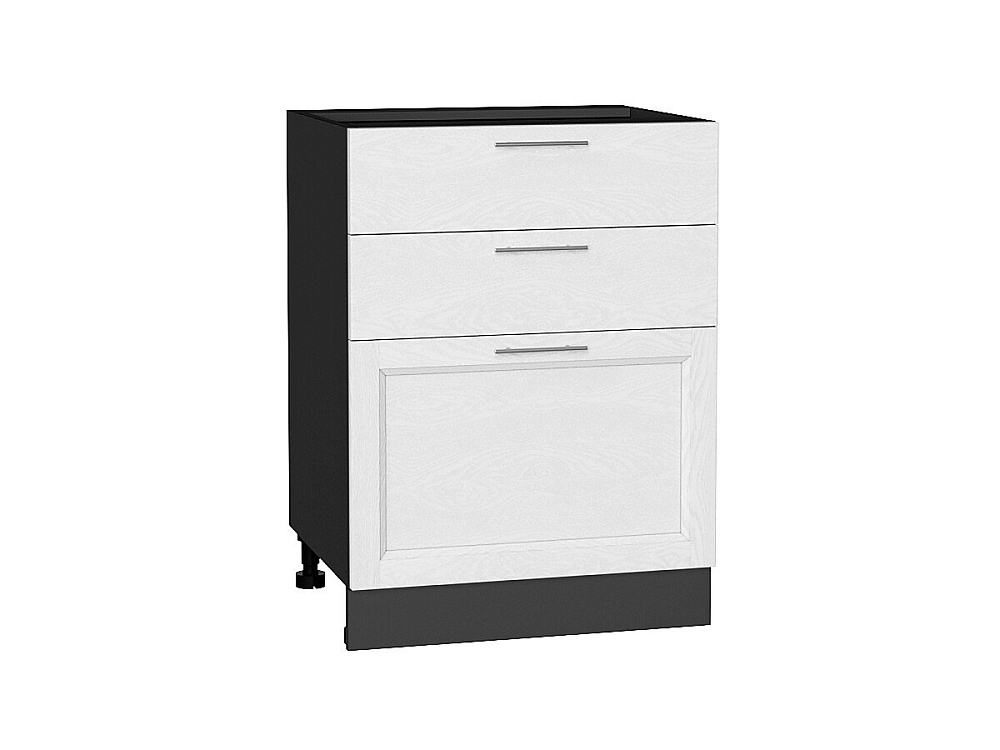 Шкаф нижний с 3-мя ящиками Сканди (816х600х480) graphite/white softwood