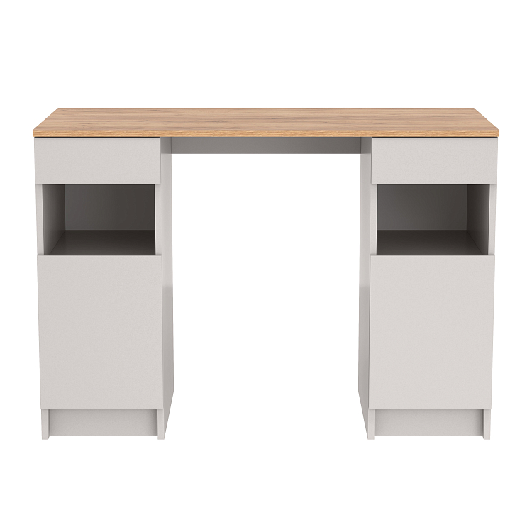 Стол письменный 89.14 Прайм (с тумбами) кашемир/дуб золотой/ДВПО серый камень