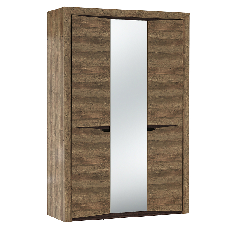 Шкаф для одежды 33.02 Лючия (3-х дв.) кейптаун/венге/белый/ДВПО белый/зеркало