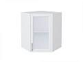 Шкаф верхний угловой остекленный Сканди (716х600х600) Белый/white softwood