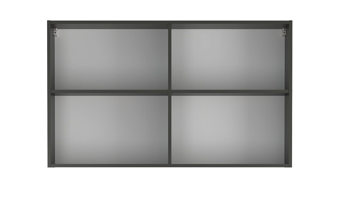 Шкаф навесной Римини (1200) диамант серый/ДВПО белый/ПВХ графит/профиль ПВХ графит