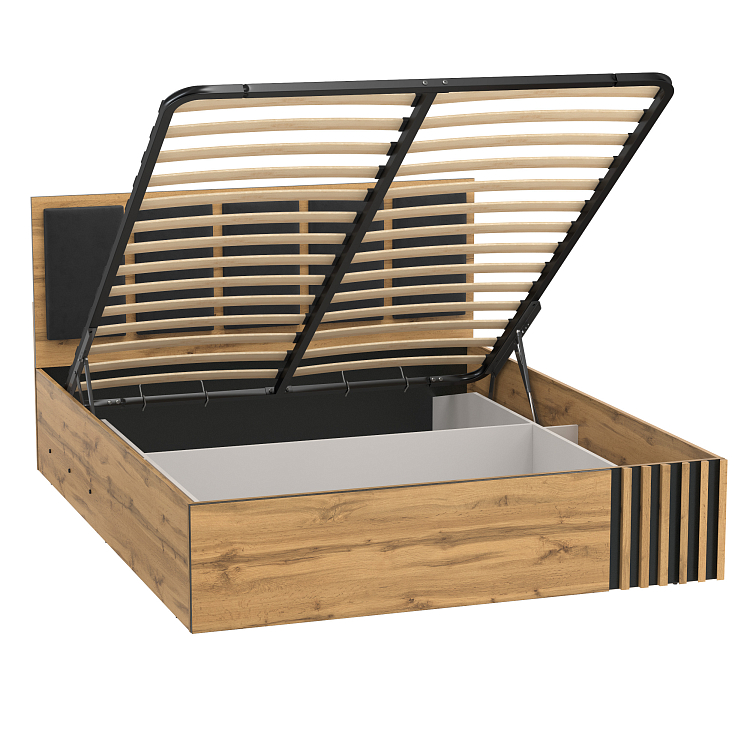 Кровать 51.26 Либерти (ш.1600) с подъемным мех. дуб вотан/черный