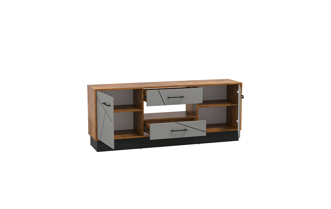 Тумба под ТВ 54.04 Гамма (ш.1600) таксония/черный/ПВХ грей