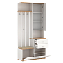 Шкаф для прихожей 65.08 Антре с зеркалом белый/дуб золотой/ДВПО белый/ткань велюр forward 910 крем
