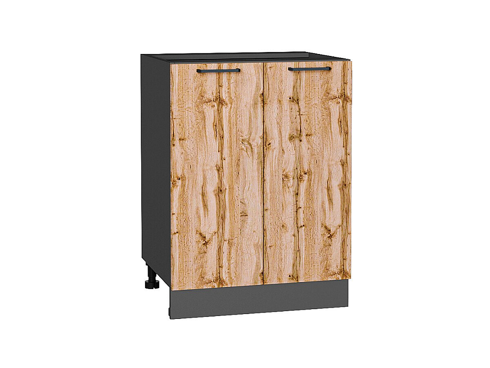 Шкаф нижний с 2-мя дверцами Флэт (816х600х478) graphite/wotan oak 2s