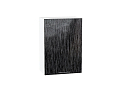 Шкаф верхний с 1-ой дверцей Валерия-М (716х500х318) Белый/Черный металлик дождь
