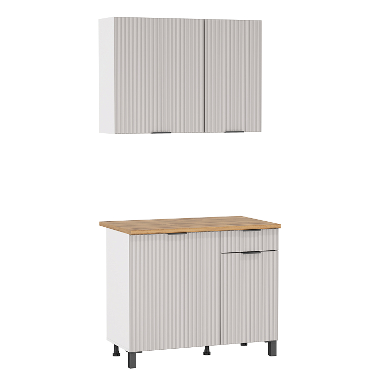 Шкаф навесной Венера (1000) МДФ белый/фасад МДФ с ПВХ кашемир фрезерованный/ДВПО белый