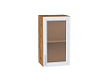 Шкаф верхний с 1-ой остекленной дверцей Сканди (716х400х320) Дуб Вотан/white softwood