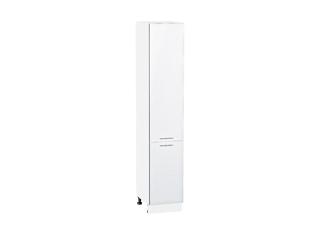 Шкаф пенал с 2-мя дверцами Валерия-М 400 (для верхних шкафов высотой 720) (2132х400х574) Белый/белый металлик