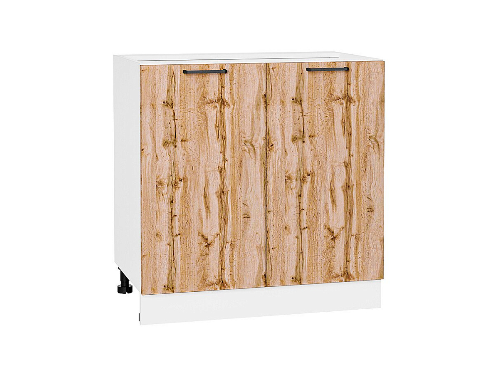 Шкаф нижний с 2-мя дверцами Флэт (816х800х478) Белый/wotan oak 2s