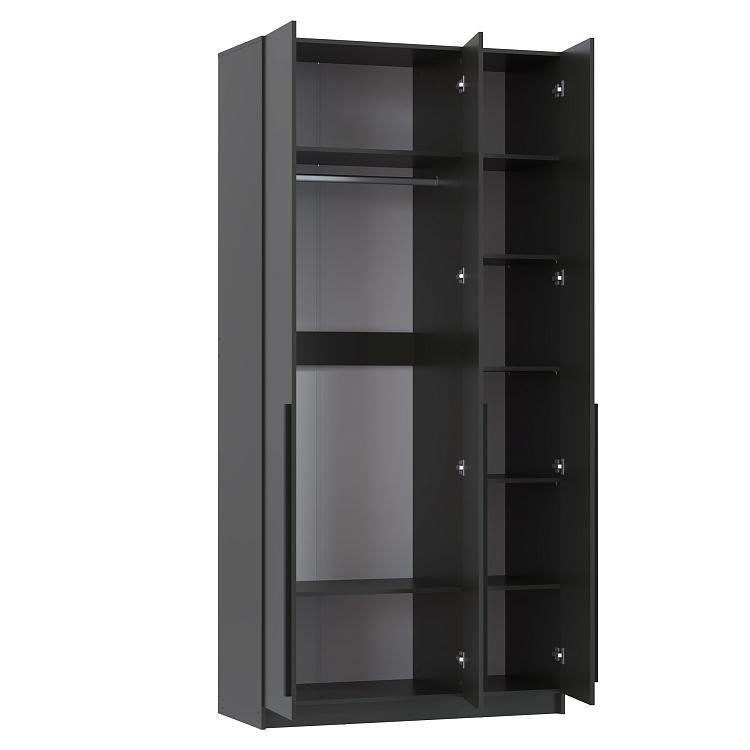 Шкаф для одежды 67.08 Брандо (3-х дв.) (h2500) ЛДСП New диамант серый/ДВПО белый/фасад ЛДСП диамант серый