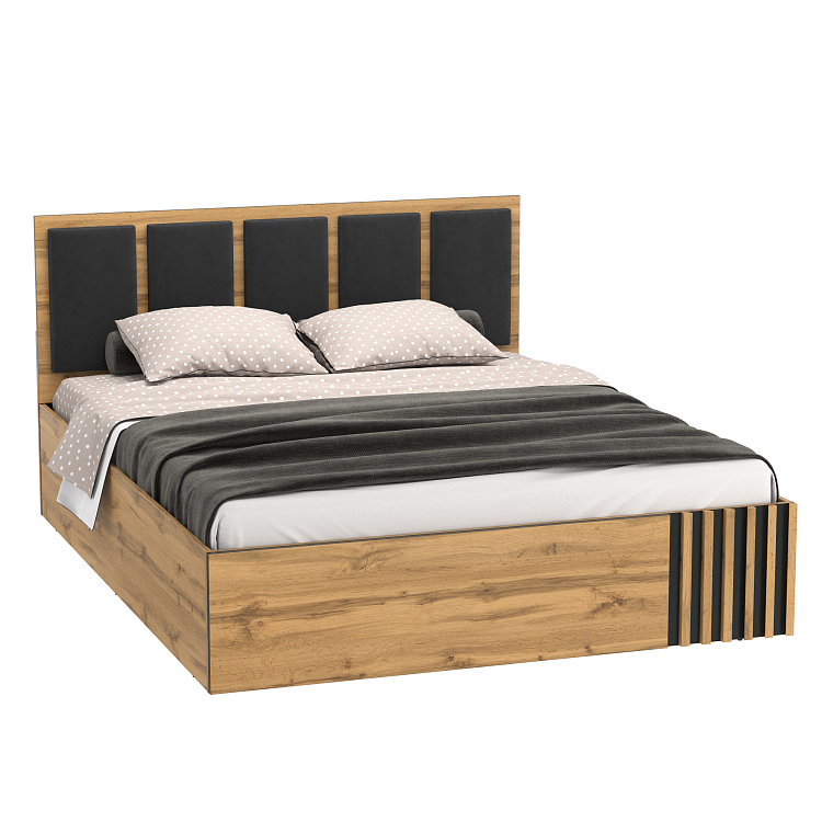 Кровать 51.26 Либерти (ш.1600) с подъемным мех. дуб вотан/черный