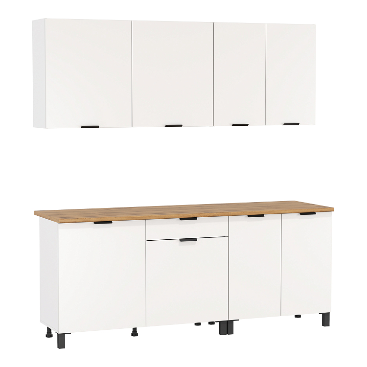 Кухня Венера (2000) ЛДСП белый/фасад ЛДСП белый/столешница дуб вотан/ДВПО белый