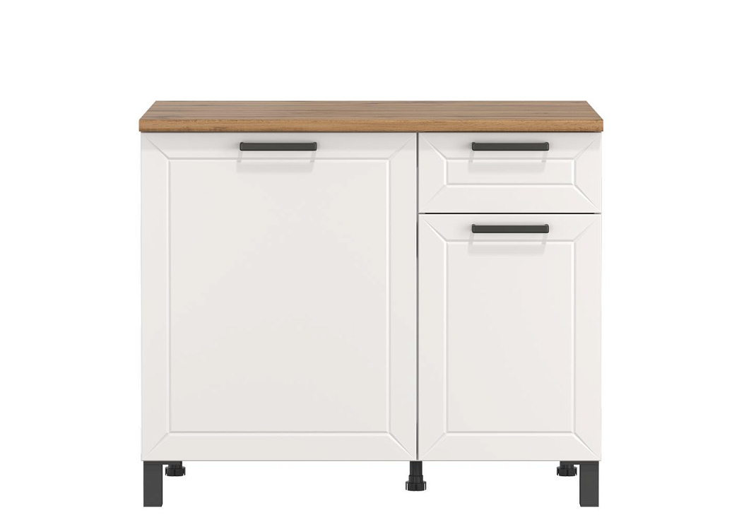 Шкаф Мадрид (1200) белый/столешница дуб вотан/ДВПО белый/ПВХ белый