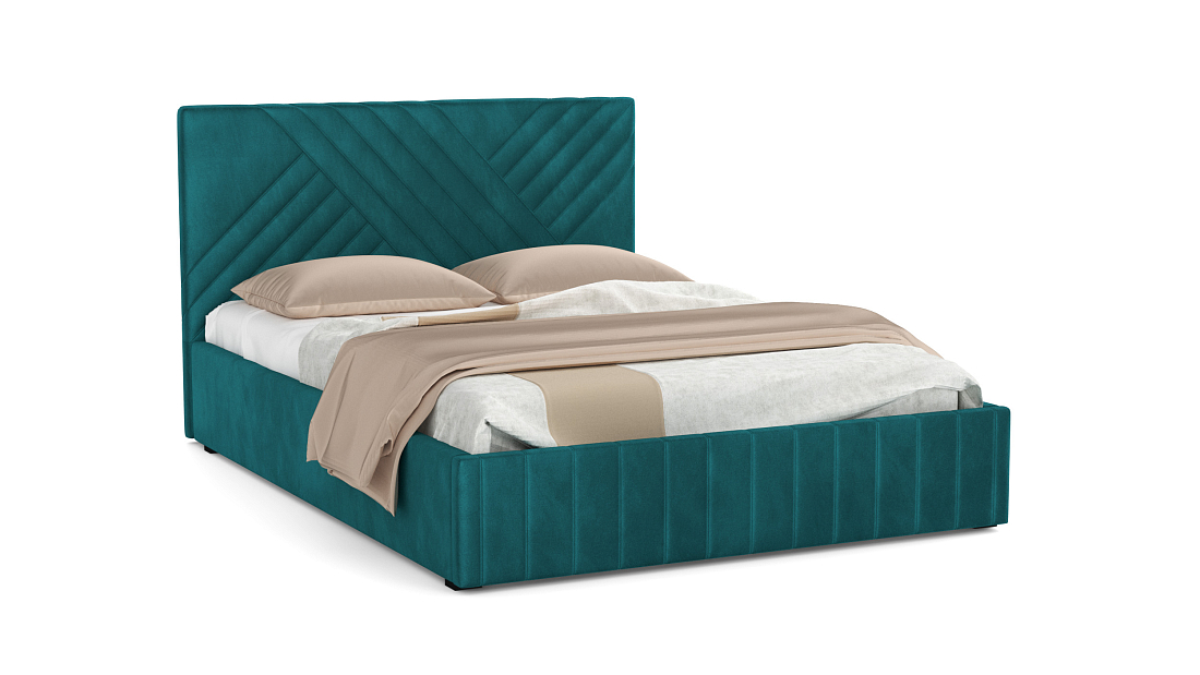 Кровать "Гамма" 1400 с подъемным мех. велюр тенерифе изумруд