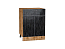 Шкаф нижний с 2-мя дверцами и ящиком Валерия-М (816х600х478) Дуб Вотан/Черный металлик дождь