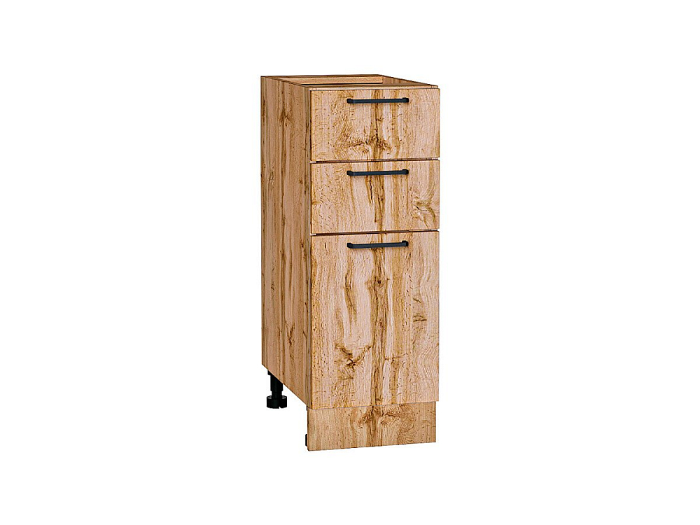 Шкаф нижний с 3-мя ящиками Флэт (816х300х478) Дуб Вотан/wotan oak 2s