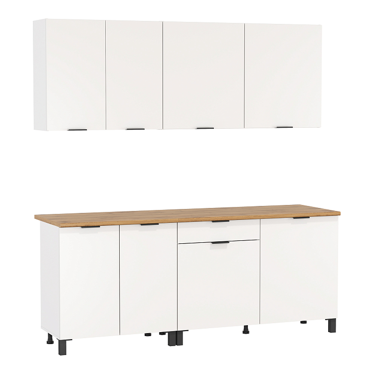 Кухня Венера (2000) ЛДСП белый/фасад ЛДСП белый/столешница дуб вотан/ДВПО белый