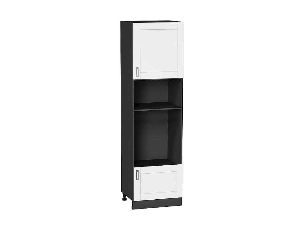 Шкаф пенал с 1-ой дверцей и ящиком под технику Лофт (2132х600х576) graphite/white silk