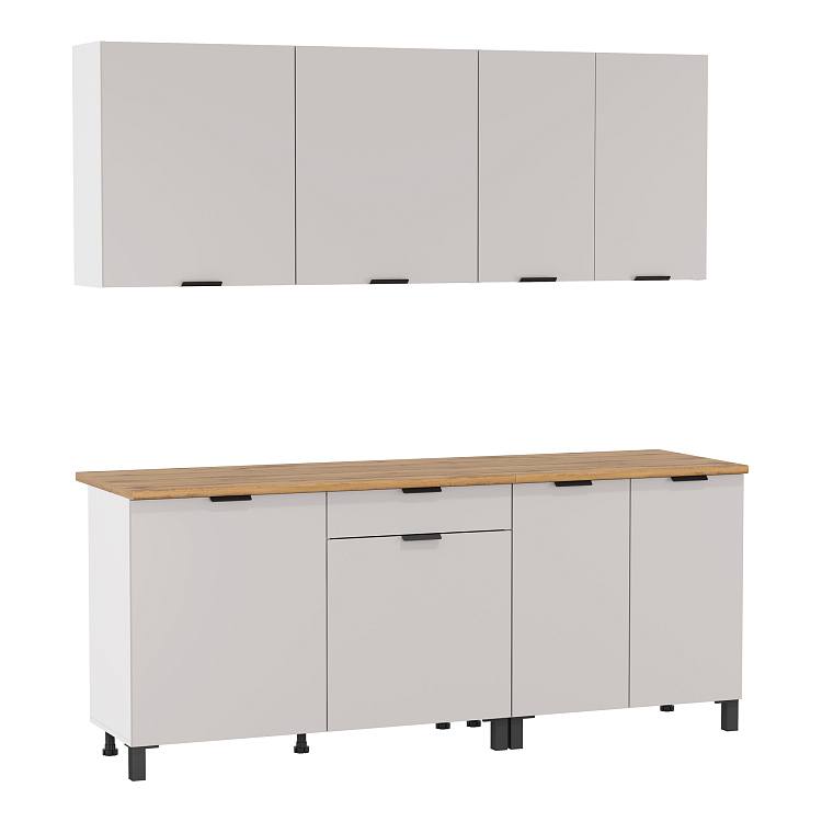 Кухня Венера (2000) ЛДСП белый/фасад ЛДСП кашемир/столешница дуб вотан/ДВПО белый