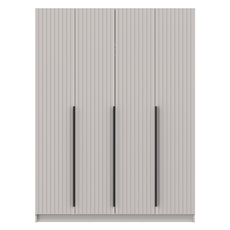 Шкаф для одежды 67.16 Брандо (4-х дв.) (h2150) МДФ New кашемир/ДВПО белый/фасад МДФ ПВХ кашемир/ручка l1000 металл черный