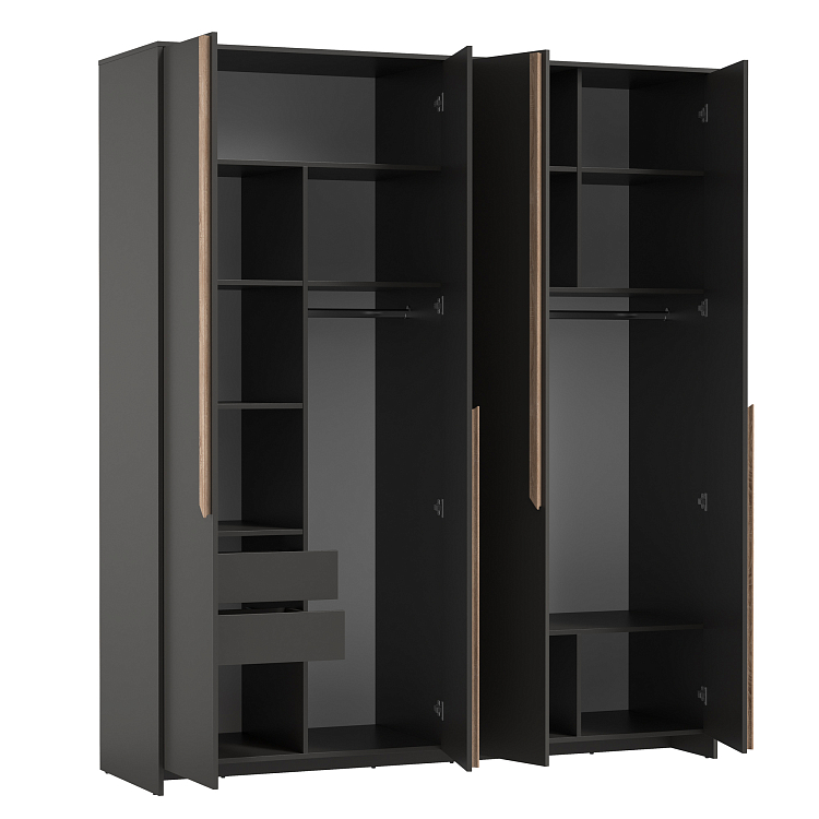 Шкаф для одежды 103.02 Рапсодия (4-х дв.) диамант серый/ДВПО белый/профиль masa decor дуб сонома