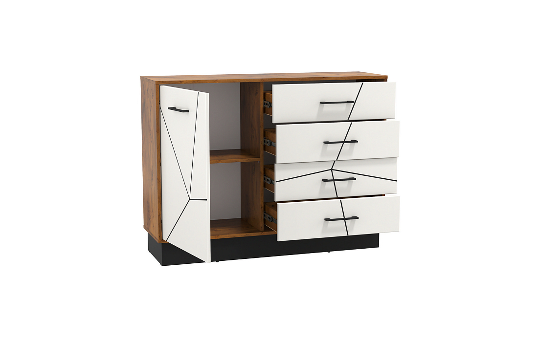 Комод 54.08 Гамма (ш.1200) таксония/черный/ПВХ белый