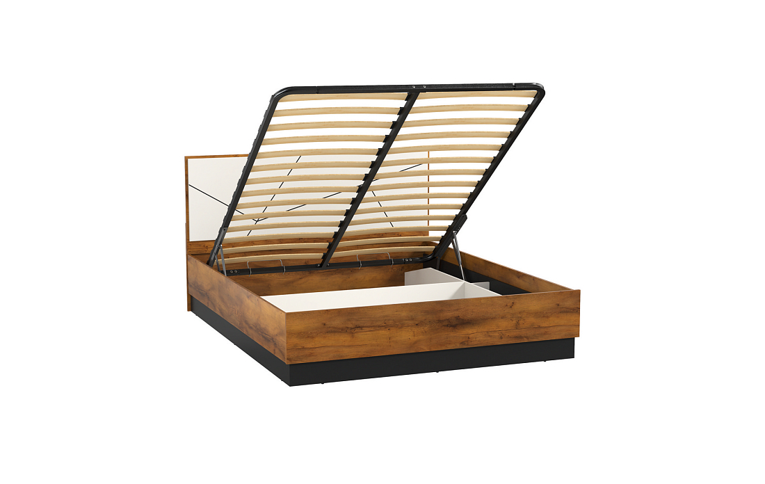 Кровать 54.15 Гамма (1600) с подъемным мех. таксония/черный/ПВХ белый