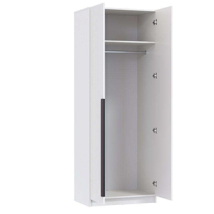 Шкаф для одежды 67.17 Брандо (2-х дв.) (h2150) МДФ New белый/ДВПО белый/фасад МДФ ПВХ белый/ручка l1000 металл черный