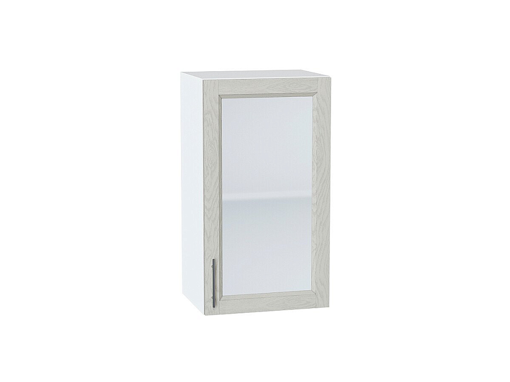 Шкаф верхний с 1-ой остекленной дверцей Сканди (716х400х320) Белый/cappuccino softwood