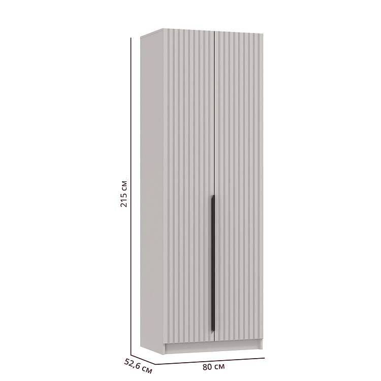 Шкаф для одежды 67.17 Брандо (2-х дв.) (h2150) МДФ New кашемир/ДВПО белый/фасад МДФ ПВХ кашемир/ручка l1000 металл черный