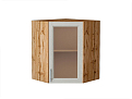 Шкаф верхний угловой остекленный Сканди (716х600х600) Дуб Вотан/cappuccino softwood