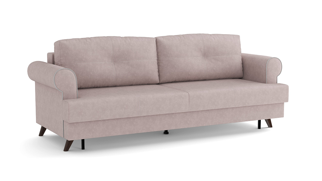 Оливер / диван - кровать 3-х местн. (еврокнижка) велюр велутто пастельно-розовый 11/велюр велутто серебряный 52
