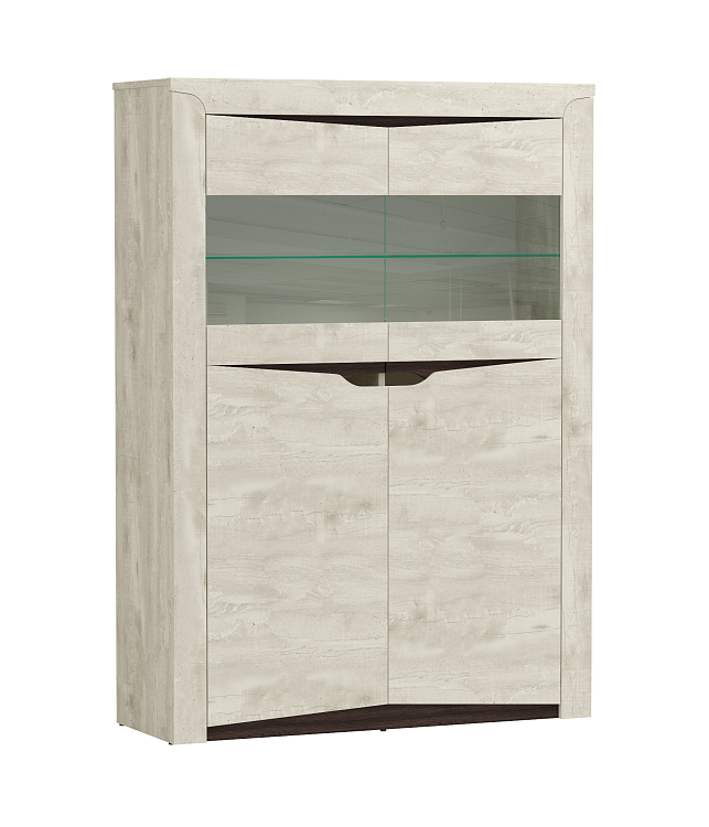 Шкаф комбинированный 33.15 Лючия бетон пайн белый/венге/белый/стекло